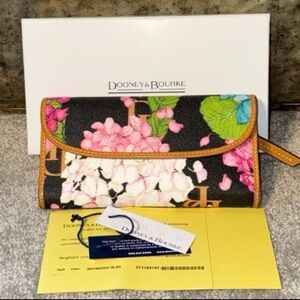 Dooney & Bourke Black and Pink Floral Wallet